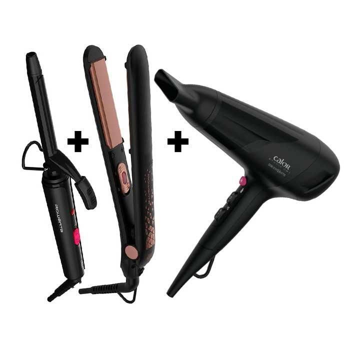 SECHE CHEVEUX STUDIO DRY4-CV5802/03CO 2100W CALOR+FER A BOUCLER CF2119F0 ROWENTA+LISSEUR SF1629F0 ROWENTA