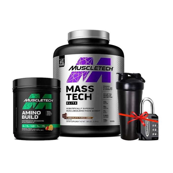 Mass-Tech Elite 2.72 Kg + Amino Build 593g + ( Shaker Cadenas Gratuit )