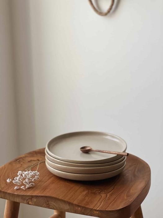 ASSIETTE EN GRES - BEIGE TERRE- 21CM