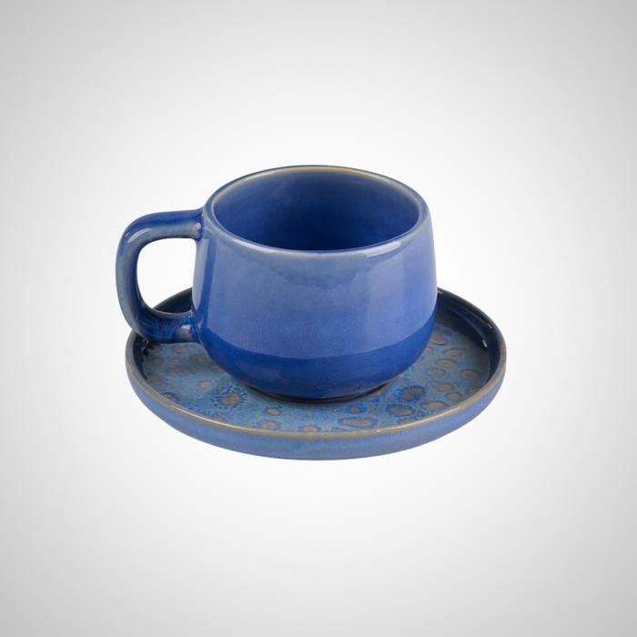 SET DE 2 TASSES A CAFE AVEC SOUS TASSE - BLEU