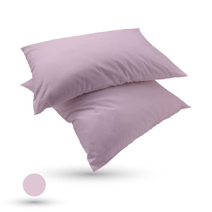 2 Taies D'oreiller Antiallergique Uni Rose (50x70cm) - Dwirty
