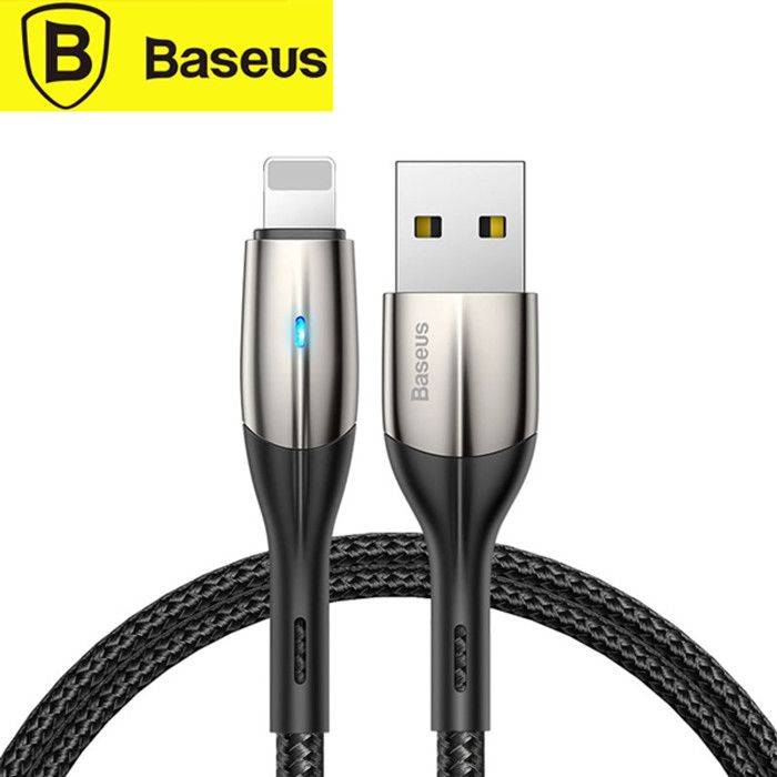 Baseus CALSP-B01 Câble USB vers Lightning 1M (Noir) avec voyant compatible les appareils iPhone, iPad et iPod Touch 2,4 A 480 Mbps