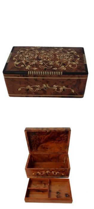 Boîte à bijoux, avec clé.fabriqués à la main en bois de thuya.Design traditionnelle.