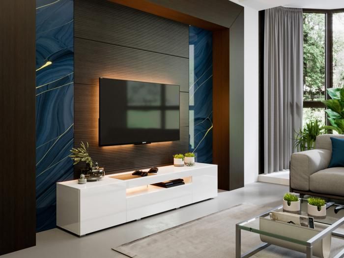 Meuble TV BROOKLYN Blanc 1m80
