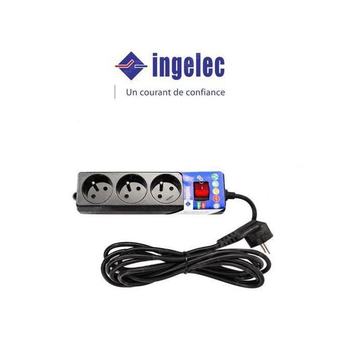 Rallonge Multi-Prises - 3 Ports 2P+Terre 1.5m - Noir - 1713/1
