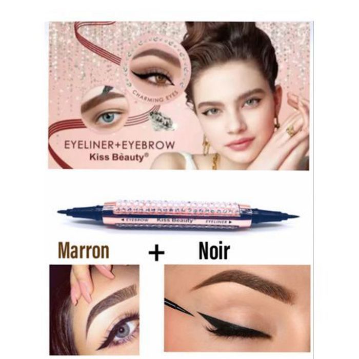 Eyeliner , Double face ,stylo Eyeliner et crayon à sourcils stick marron et noir 2 en1.
