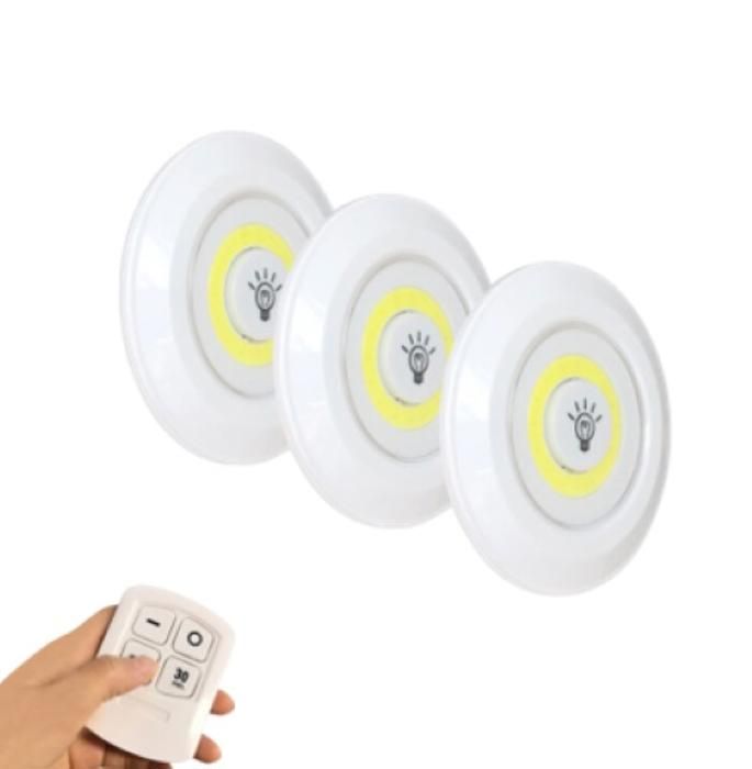3 lampes LED sans fil à piles avec télécommande