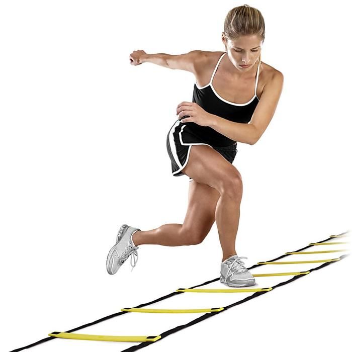Échelle d'agilité universelle CAMTOA plate à 8 échelons 4M pour l'entraînement de pieds de football de vitesse de football jaune