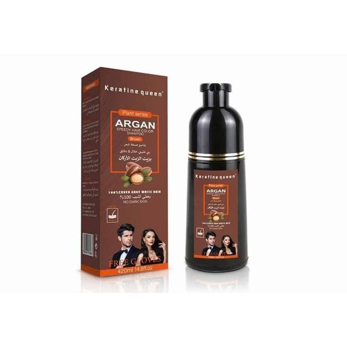 keratine queen Shampoing Colorant/ Huile D'argan, Marron Naturel