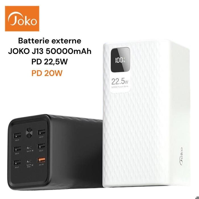 Joko - Power Bank 50 000 mAh — USB‑C PD 22.5W charge rapide - 6 ports