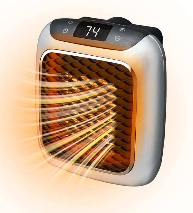 mini radiateur en céramique silencieux Ontel Handy Heater Turbo 800W petit radiateur à prise murale avec thermostat réglable