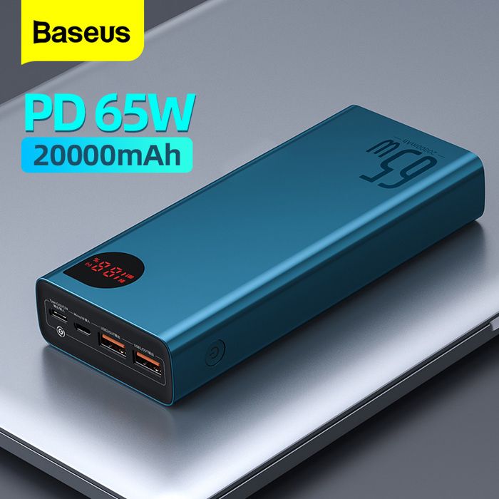 Baseus 65W Banque d'énergie 20000mAh Powerbank Portable 22.5WQC 4.0 3.0 Chargeur rapide Chargeur Pour Tout Smartphone iPhone Xiaomi