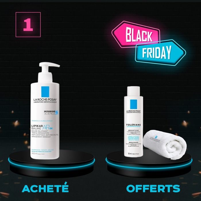 LA ROCHE-POSAY LIPIKAR AP+ M BAUME RELIPIDANT 400 ML + SERVIETTE + TOLERIANE DERMO NETTOYANT OFFERT