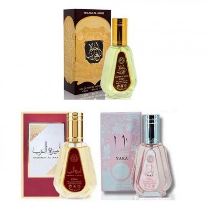 ard al zaafarn Pack de 3 Parfums pour femmes ANA ABIYEDH, AMEERAT AL ARAB YARA 50 ml