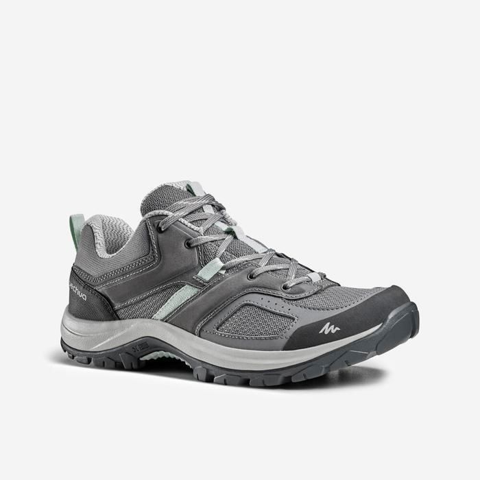 Chaussures de randonnée - MH100 - Femme - Gris/Vert - Semelle en caoutchouc - Légères et respirantes