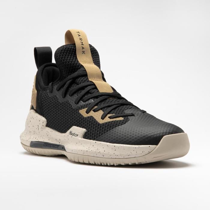 CHAUSSURES DE BASKETBALL TIGE BASSE HOMME/FEMME - FAST 500 NOIR BEIGE