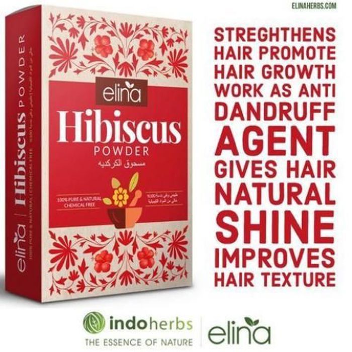 Elina Poudre d'Hibiscus ayurvédique, Fortifie cheveux, Brillance et stimule la pousse.