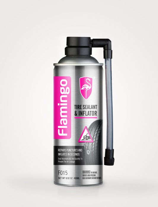 Flamingo REPARATION PNEU Scellant d'urgence et gonfleur 450 ML applicable à 100 % aux trous de moins de 6 mm