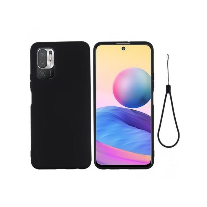 Coque Pour Xiaomi Redmi Note 10 5G Pure Color Silicone Liquide Antichoc Couverture Complète (Noir)