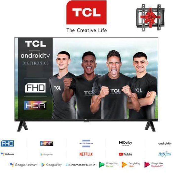 TCL Smart TV 43" Android™ officielle FHD - Google Assistant™ - Bluetooth™ + Support  43S5400