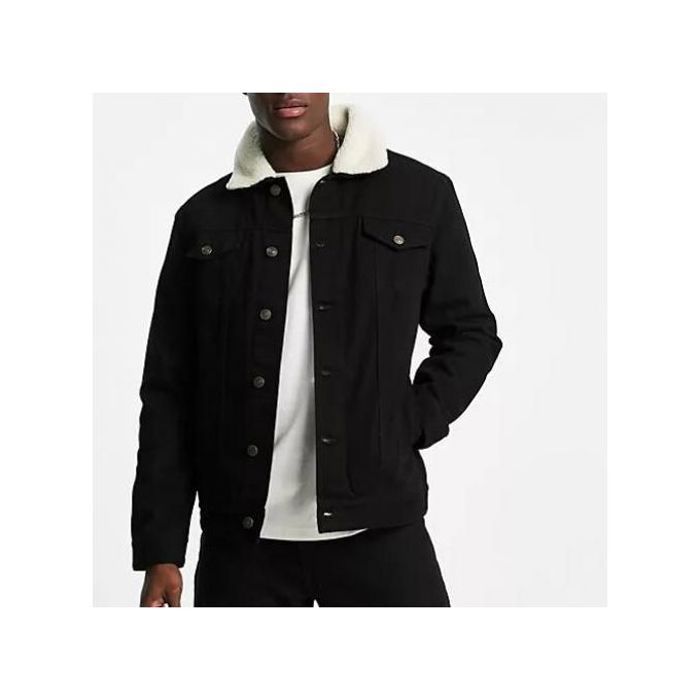 Jacket jean fourrure homme Noir