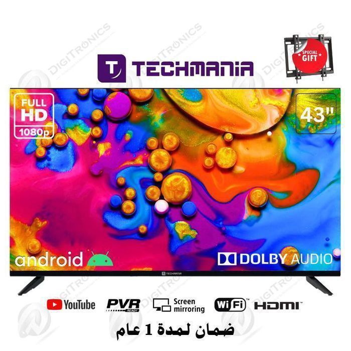 Techmania Smart TV 43" Android FHD - Récepteur intégré + TNT + HDMI + USB