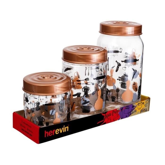 Ensemble de 3 pieces contenants decore let-s cooking 425-660-1000cc