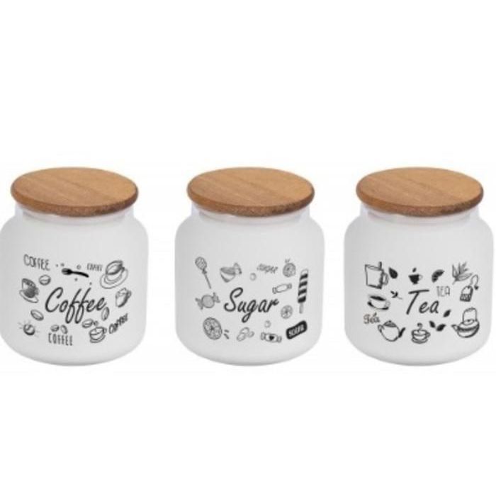 Bocale blanc  motif coffee/tea/ suger 635cc 1PC