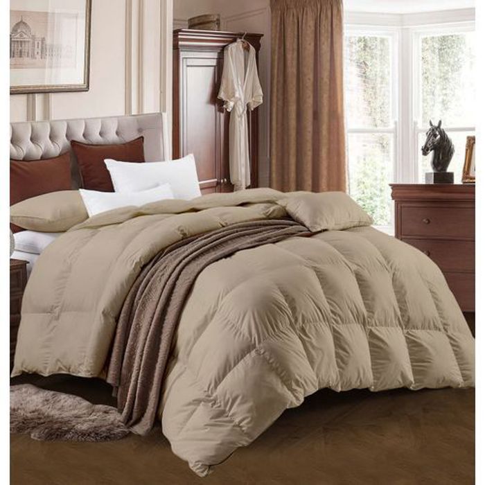 Couette Beige Sable  Microgel Antiallergique -Sensation Duvet- 2Plcs+2TO Offerts - 220x240cm - Lits 140-160