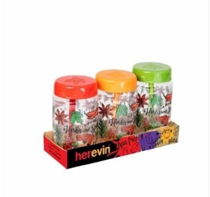 Ensemble de pots à épices décorés avec cuillère-3 pièces  370 CC