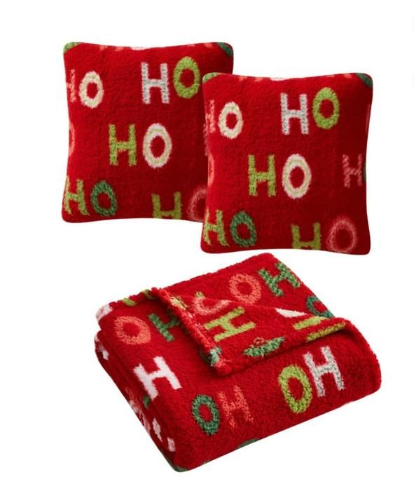 Birch Trails Holiday Prints 3 packs de coussins et jetés décoratifs, rouge