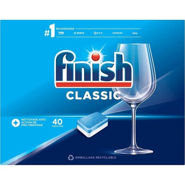 Finish Pastilles Lave-Vaisselle Classic 40 Tablettes Lave-Vaisselle,
