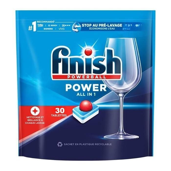 Finish 30 Pastilles Lave-Vaisselle Powerball , Elimine les tâches tenaces
