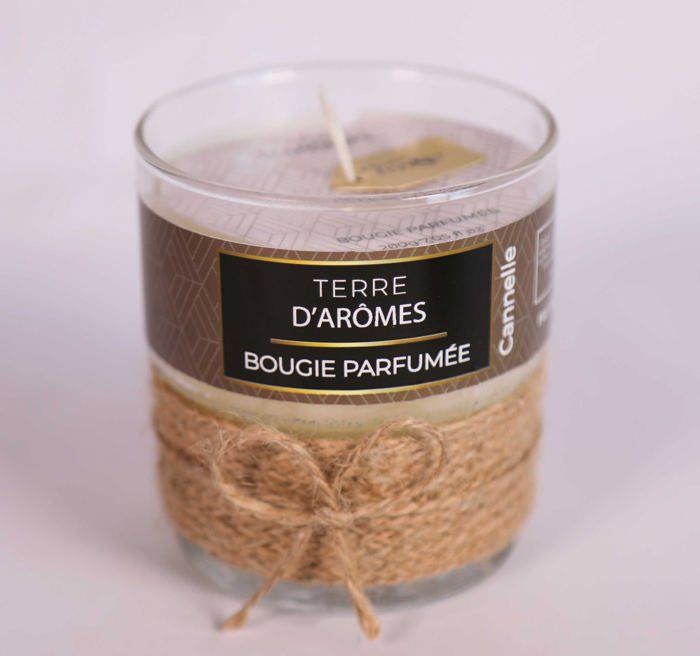 BOUGIE VERRE PARFUM CANNELLE 200g