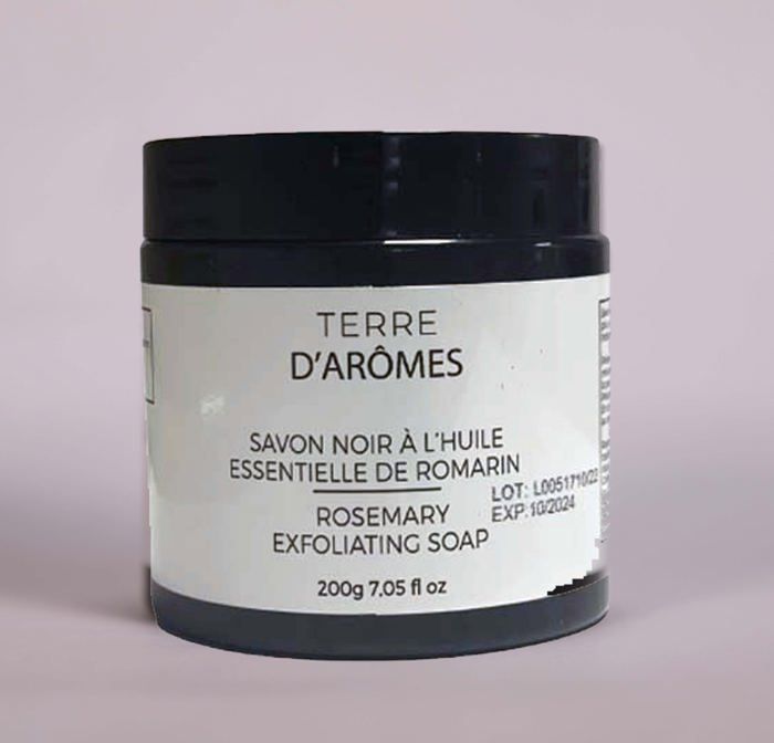 SAVON NOIR HUILE ESSENTIELLE ROMARIN 200g