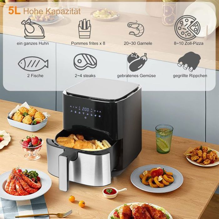 Friteuse sans huile 5L-Air fryer tactile-8 programmes