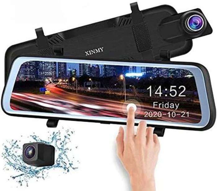 Caméra de tableau de bord voiture avant et arrière 10 pouces Vision nocturne 1080P écran tactile