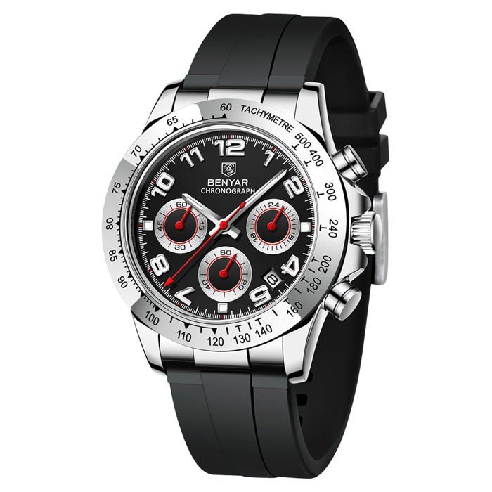 Benyar Montre Homme En Silicone 100% Originale à Quartz Avec 2 Ans De Garantie