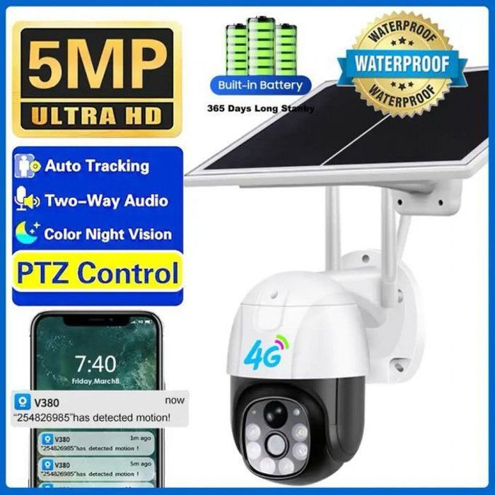 Caméra de surveillance 4G solaire 360 Vision nocturne 1080P capteur de mouvement
