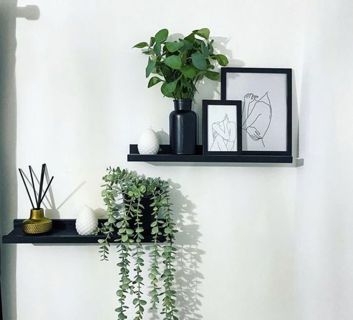 ETAGERE EN U NOIR 60X8.5X5.5 CM