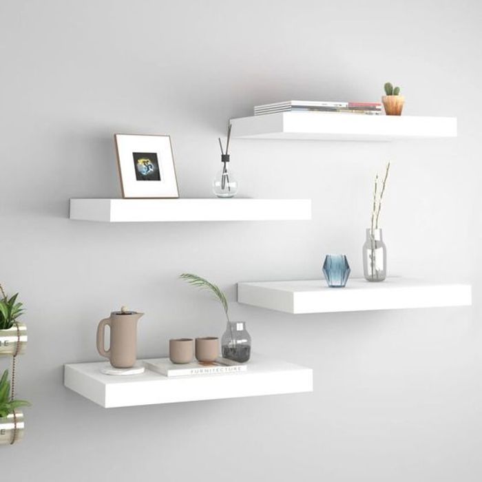 ETAGERE MURALE DE DECORATION BLANCHE 40X23X3.5 CM