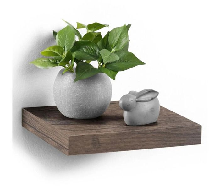 ETAGERE MURALE DE DECORATION MARRON BOIS 23X23X3.5 CM