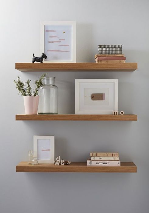 ETAGERE MURALE DE DECORATION MARRON BOIS 80X23X3.5 CM