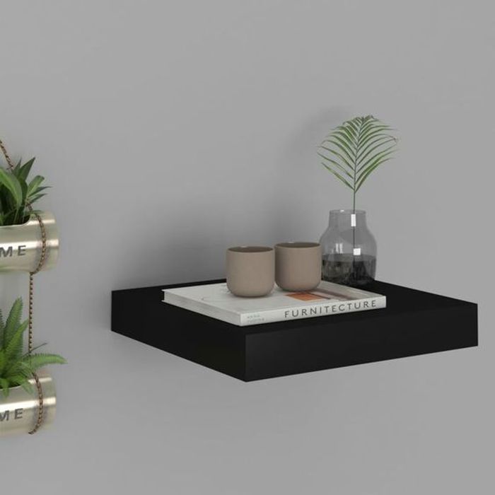 ETAGERE MURALE DE DECORATION NOIR 23X23X3.5 CM