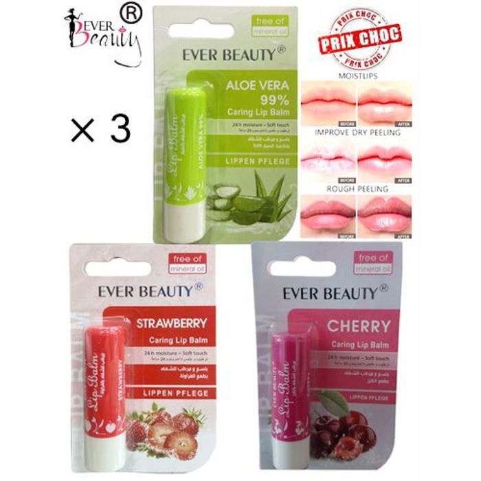 Baumes à lèvres hydratante, Baumes en Aloe Vera et Cerise et Fraise , Soins nourrissant et hydratant.