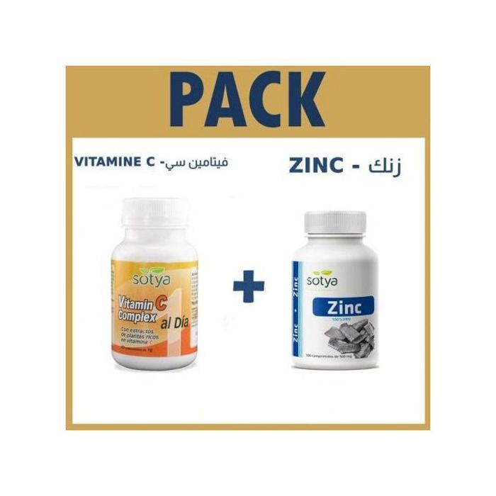 SOTYA PACK ZinaC Complex Zinc & Vitamine C 500mg 60/100 Comprimés( ZINC + VITAMINE C)