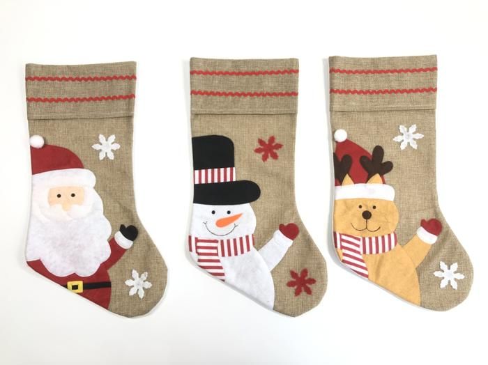 CHAUSSETTE EN JUTE BONHOMME DE NEIGE 46CM