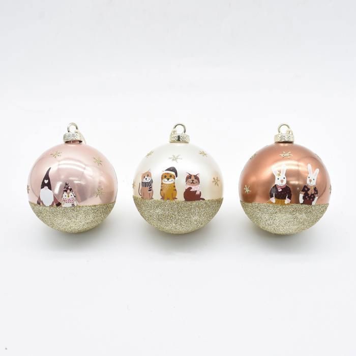 BOULES PLAST 3 ASSRT PERLES PAILLETTES 7,8CM PDQ