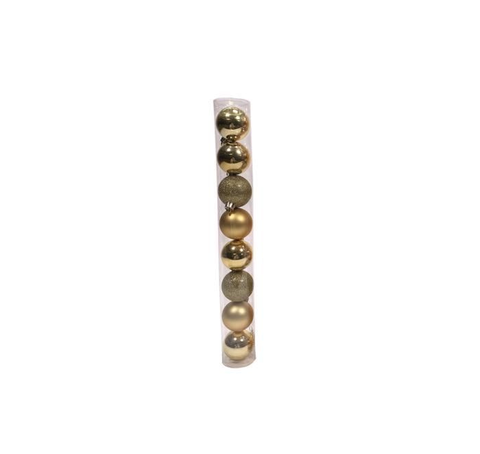 BOXE DE 8PCS BOULLES PLASTIQUE 5CM DORE