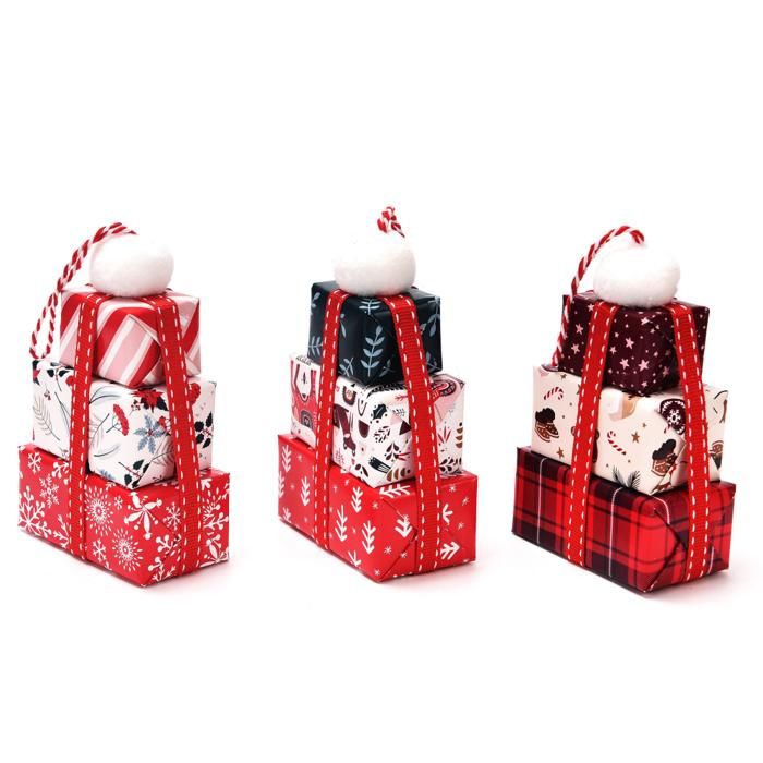 ORNEMENT CADEAU  EN BOIS AVEC MOTIF